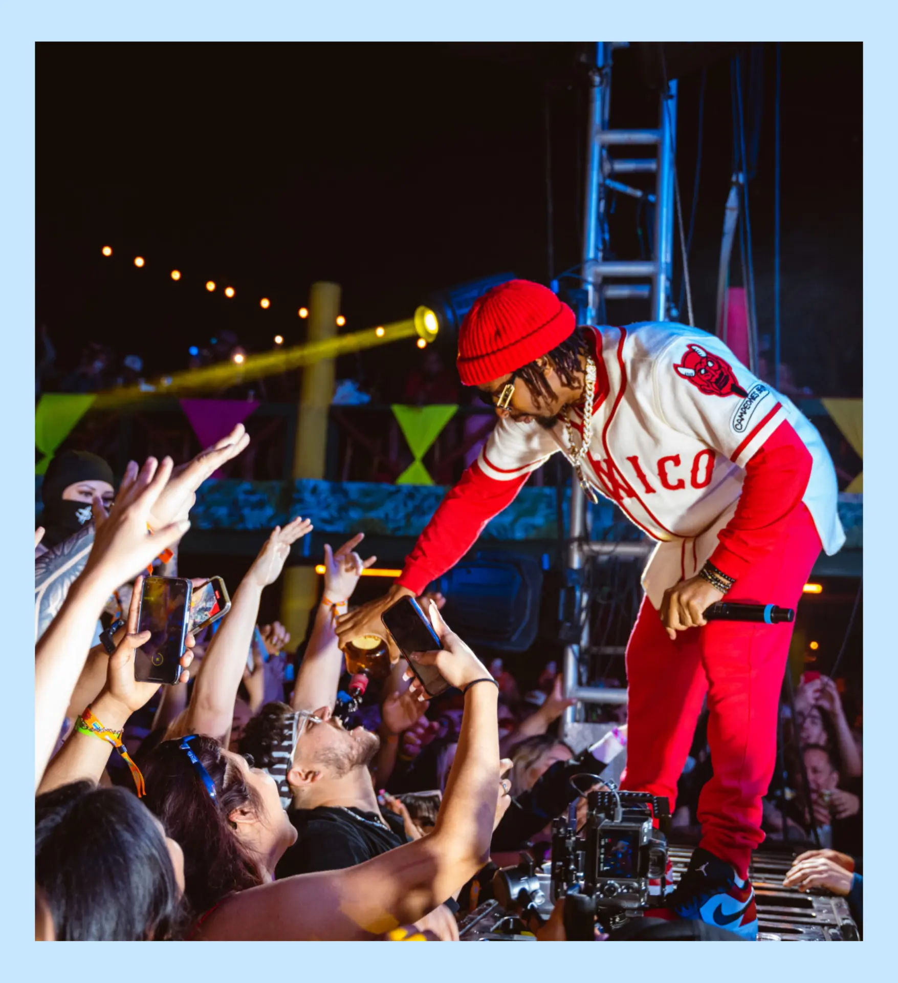 Artist reaching out to the crowd